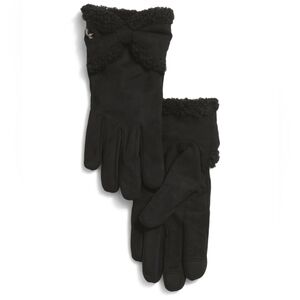 Koolaburra By UGG Black Womens Suede Faux Fur Cuff Gloves